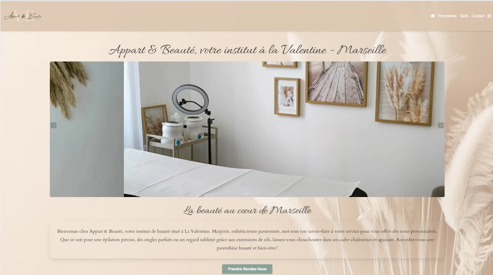 Aperçu du site actuel Appart Beauté